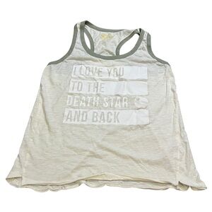 Disney Star Wars Women’s Cream Green  Graphic Tank Top Size Medium